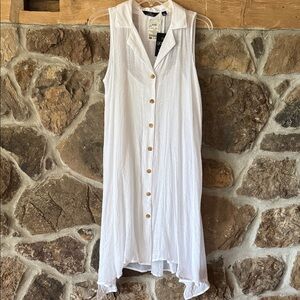 Mlle Gabrielle White High Low Sleeveless Dress